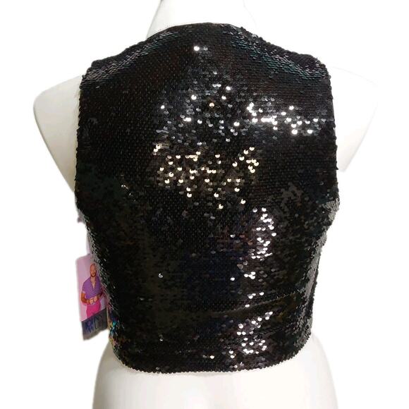 *NWT* Johnny Wujek Black Prom Collect L Off White Sequin Collared Dress Shirt#L8 - Picture 2 of 3